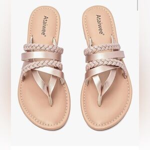 Ataiwee Women's Braided Strap Sandals - Cream-NWT